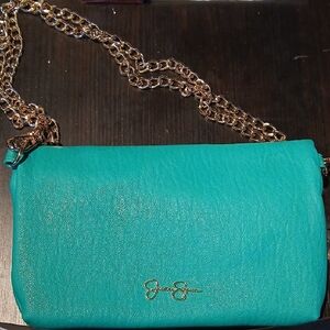 Jessica Simpson Teal Crossbody Bag with Gold Chain